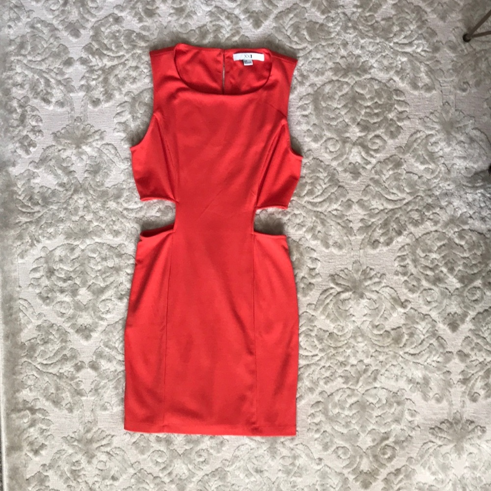 Sexy red orange cut out dress